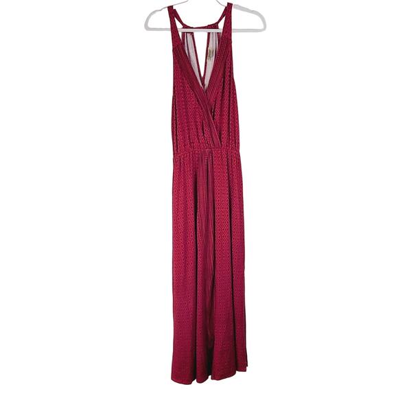Lucky Brand pink floral geometric print adjustable strap maxi dress size Medium - Picture 1 of 9